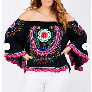 Ruby Yaya Botanica Boho Bellagio Top Bell Sleeve W